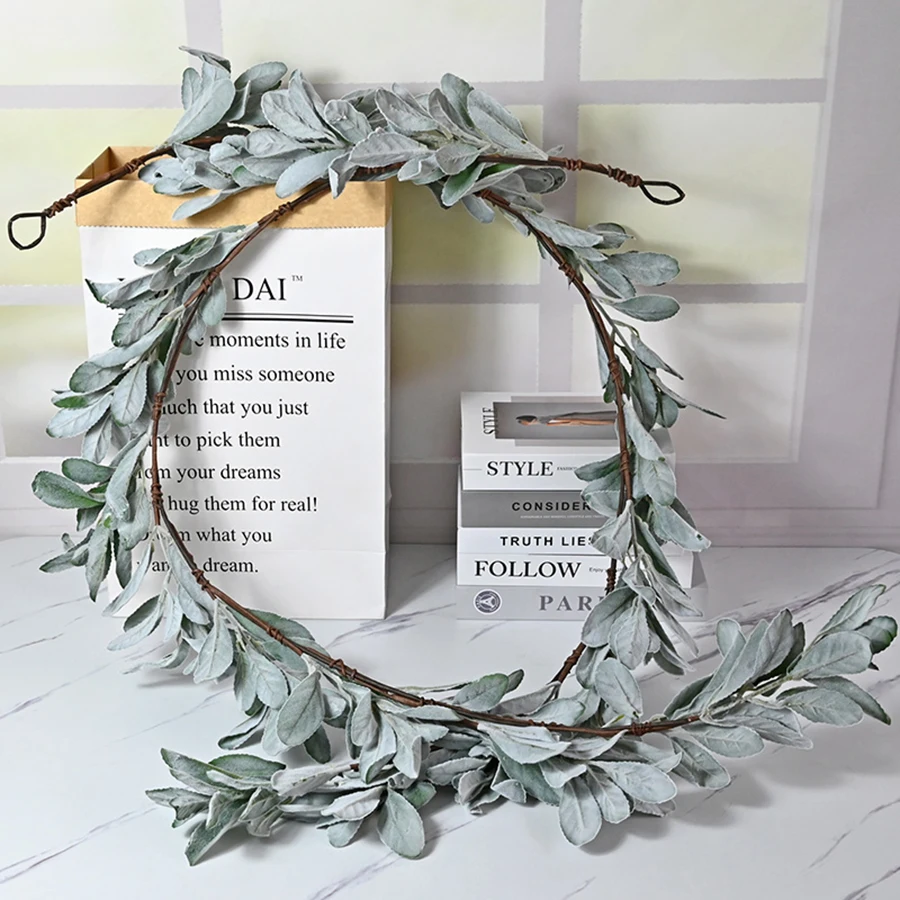 

1pc Artificial Eucalyptus Leaves Greenery Garland Artificial Plant Vine Rabbit Leaf Vine Wedding Decoration Home Room Decor