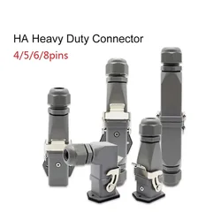 HDC-HA 4 Core (3+1)/5(4 +1)/6(5+1)/8 (7+1) Pins  Heavy Duty Connector Aviation Industry Waterproof Plug And Socket
