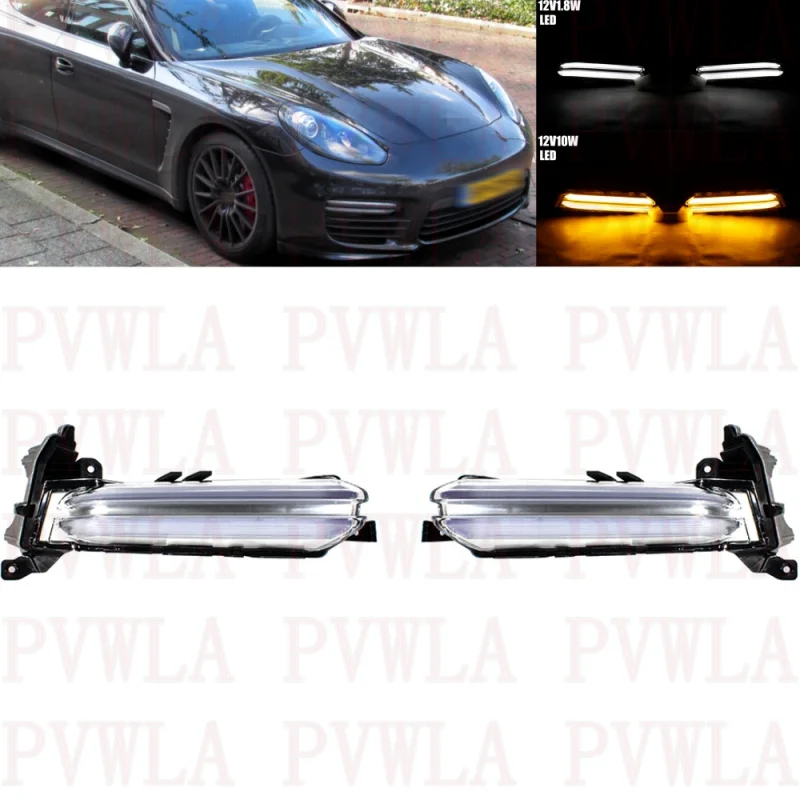 

Pair For Porsche Panamera GTS 2018 2019 2020 Front LED Fog Lamp DRL Daytime Running Light car accessories 971953041G 971953042G