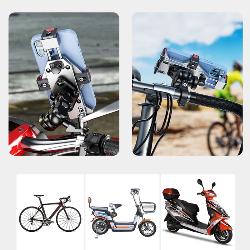 Waterproof Phone Stand Metal Cellphone Mount Non Rust Anti Corrosion Shockproof Anti Shedding Motorcycle Phone Holder