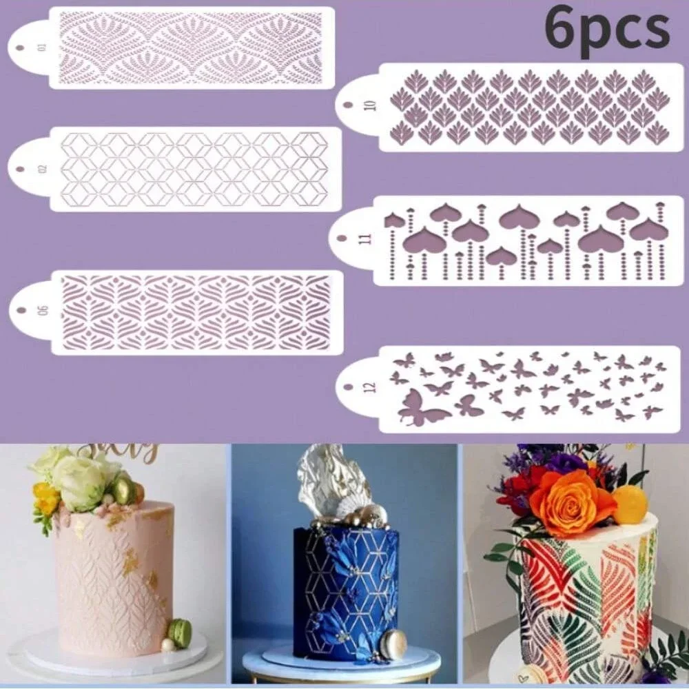 Linha pontilhada Forma Bolo Estêncil Padrão, Decoração do bolo de casamento, Lace Fondant, Boder, Stencils Template, DIY Desenho Ferramenta Mold