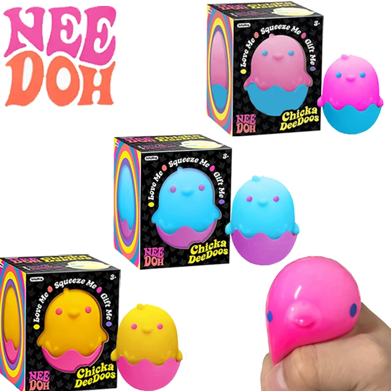 Needoh Chicka DeeDoos Stress Ball Detachable Eggshell Base Fidget Toy Easter Limited Fast Rebound Portable Pocket Decompress Toy