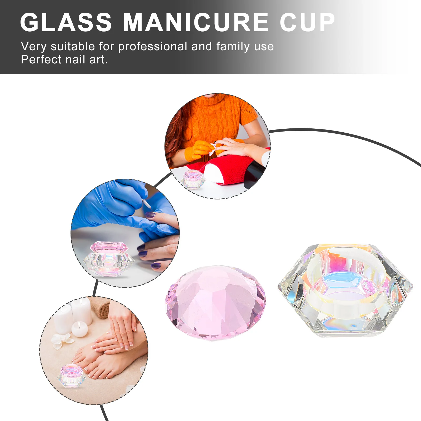Kristall Lotus Nail art Glas Schüssel Tasse Klar Nachfüllbar Für Acryl Flüssigkeit Pulver Maniküre Tool Kit Salon Schule Verwenden