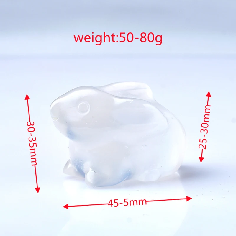 Loveliness Rabbit Natural Selenite Stone Rock Mineral Specimen Healing Carved Crafts Items Feng Shui Collectible Figurine Gifts