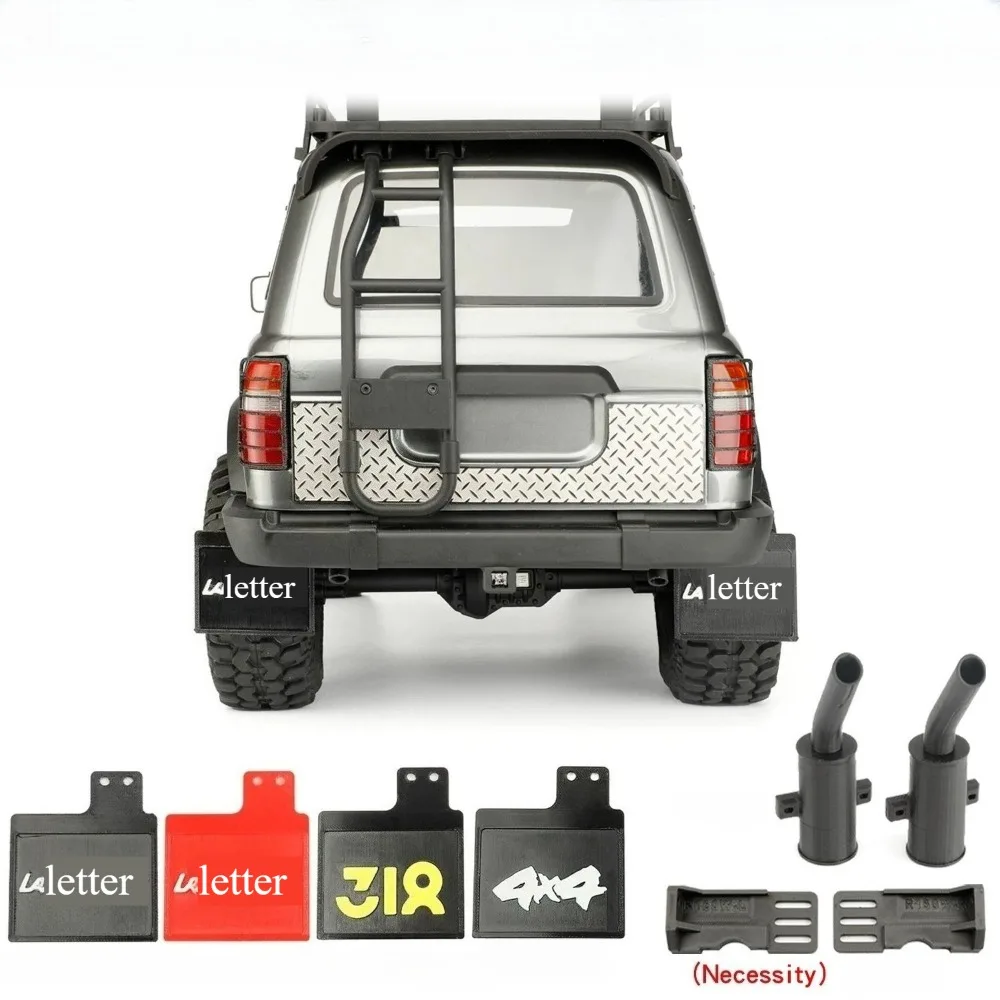 RC Crawler Upgrade Accessories Custom-Size Soft Rubber Mud Flaps & Simulated Exhaust Pipe Decor Parts For 1/10 FMS FCX10 LC80