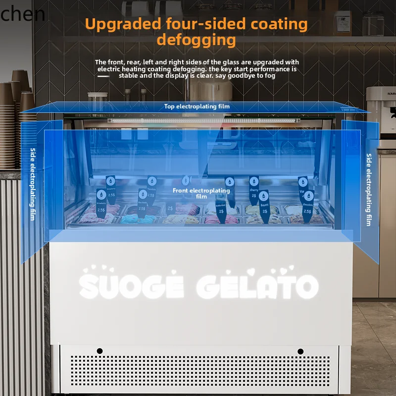 ตู้โชว์ไอศกรีม ZML ตู้แช่แข็งระบายความร้อนด้วยอากาศเชิงพาณิชย์ ตู้แช่แข็งอุณหภูมิต่ําไอศกรีมทํามือ