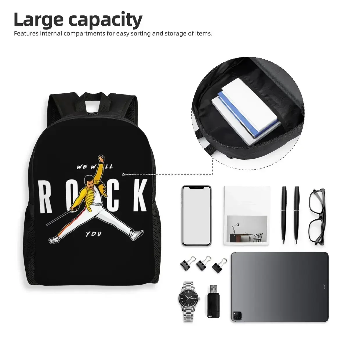 Personalized Freddie Mercury Backpacks Men Women Casual Bookbag for College School Bags