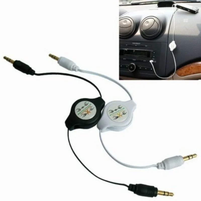

AUX Audio Cable Car 3.5mm Telescopic Audio Cable Male To Male Recording Cable Gold Plated 0.8m White/Black