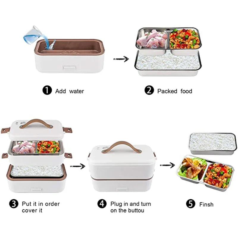 Double-layer Lunch Box Food Container Portable Electric Heating Insulation Dinnerware Food Storage Container Bento Lunch Box