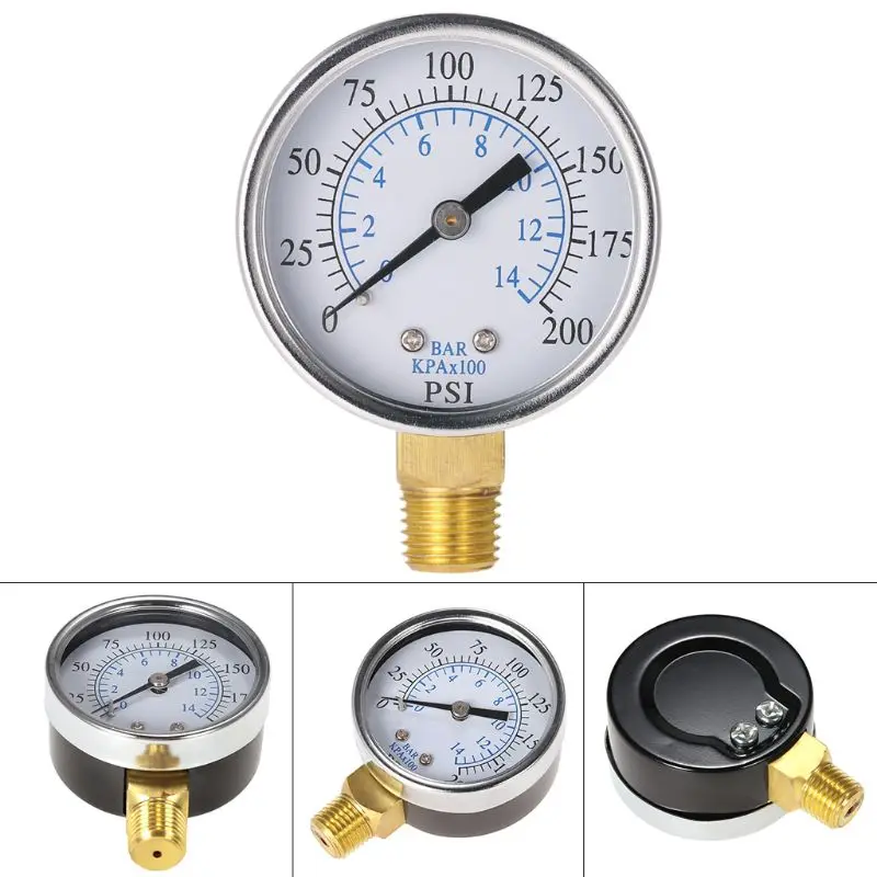 0-14 Bar Oil Water Pressure Gauge 1/4