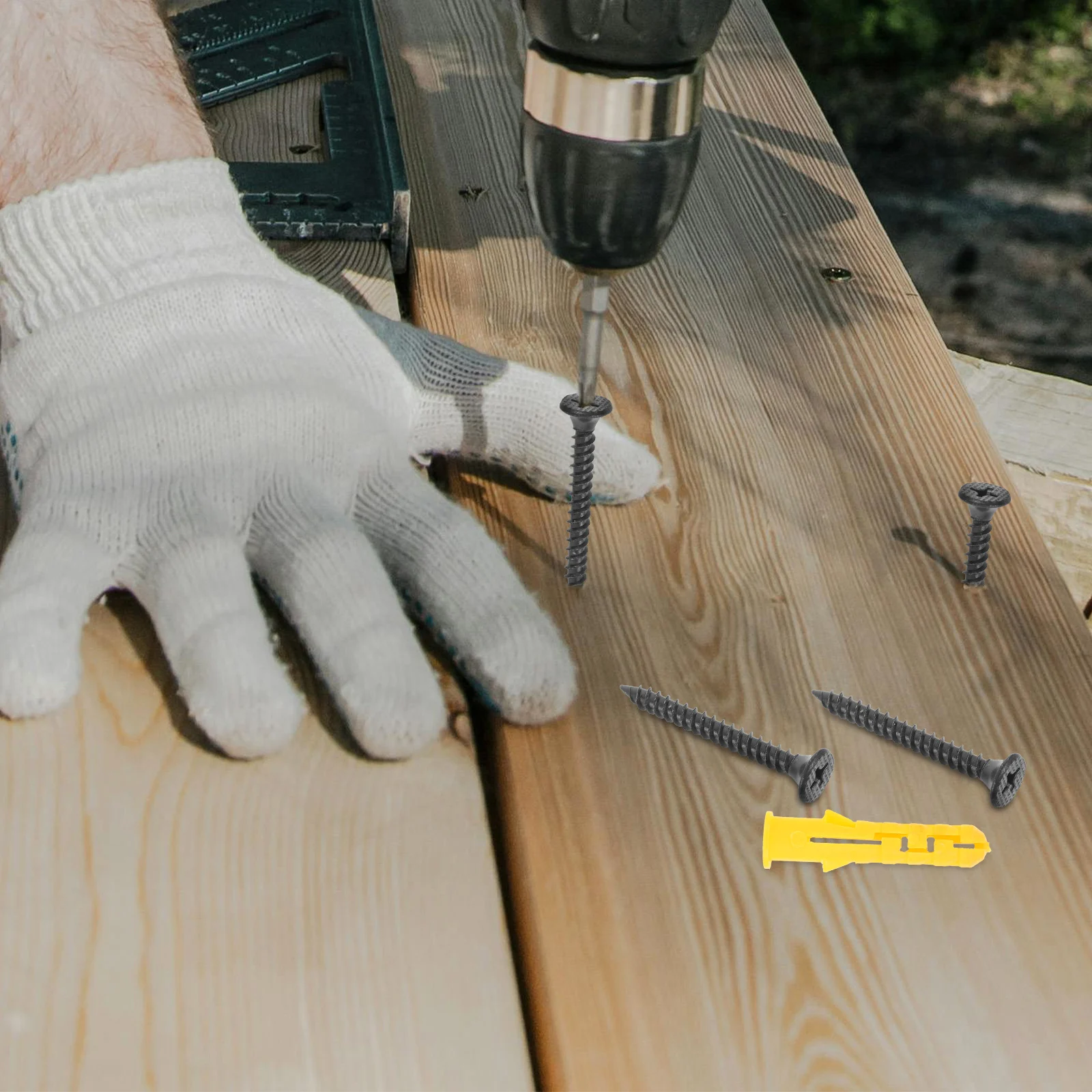 

50 Sets Wall Anchors Screws Kit for Gypsum Concrete Walls 6x30 Black Drywall Nails Brick Drill Plastic Fixing Tools Hardware