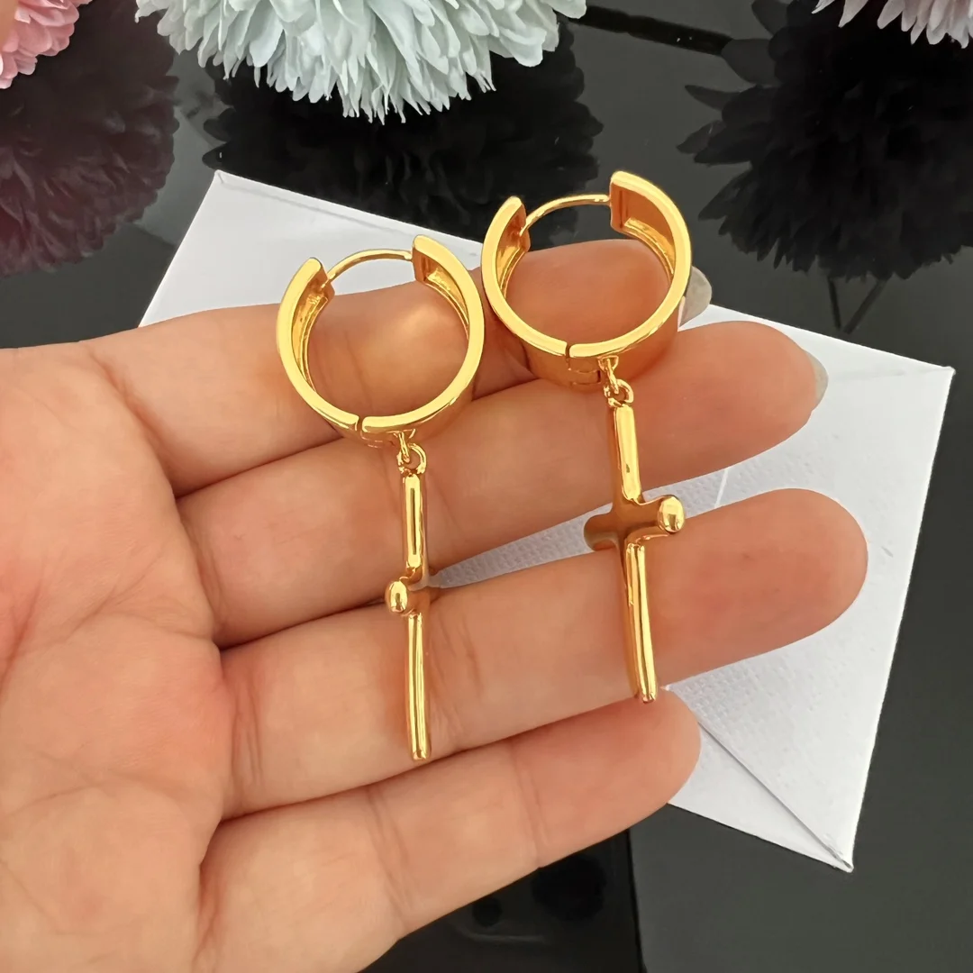 

New fashion personality cross Trend temperament Hip hop design high sense earrings