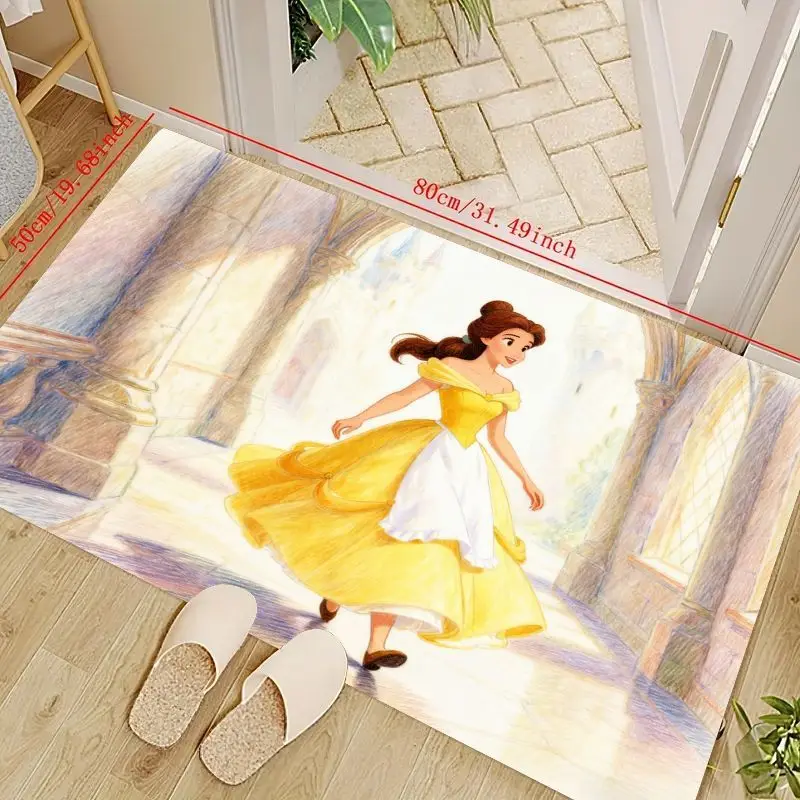

1 шт. милый мультяшный коврик принцессы Белль, декоративный ковер в стиле аниме «Красавица и чудовище», нескользящий мягкий ковер для