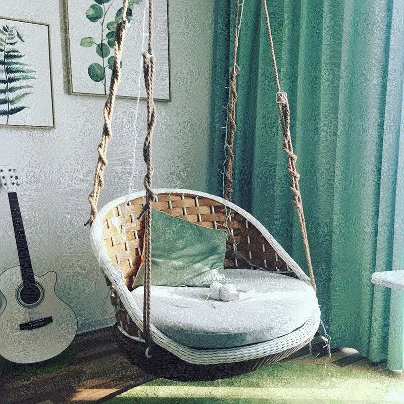 Single and double casual creative rattan swing, outdoor rattan chair terrace hanging rocking chair