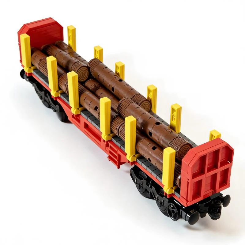 429 PCS transport Cargo Wagon Flatbed with Stanchions and Logs MOC Customize Modular Building Block DIY Boys Toy Birthday Gift