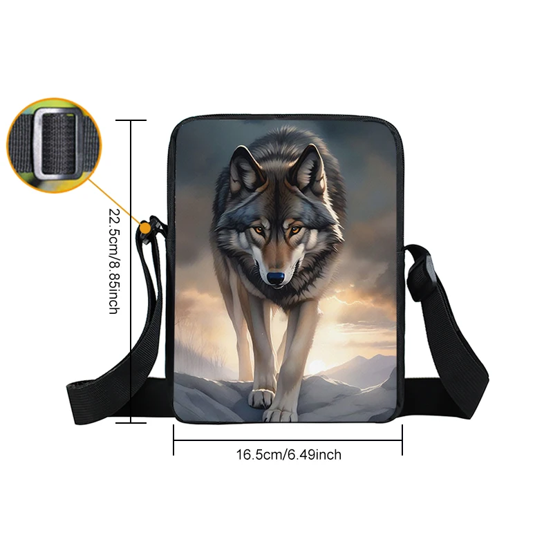 Winter Wolf Shoulder Bag Women Handbag Teenager Howling Wolf Messenger Bags Hip Hop Crossbody Bag for Travel Satchel