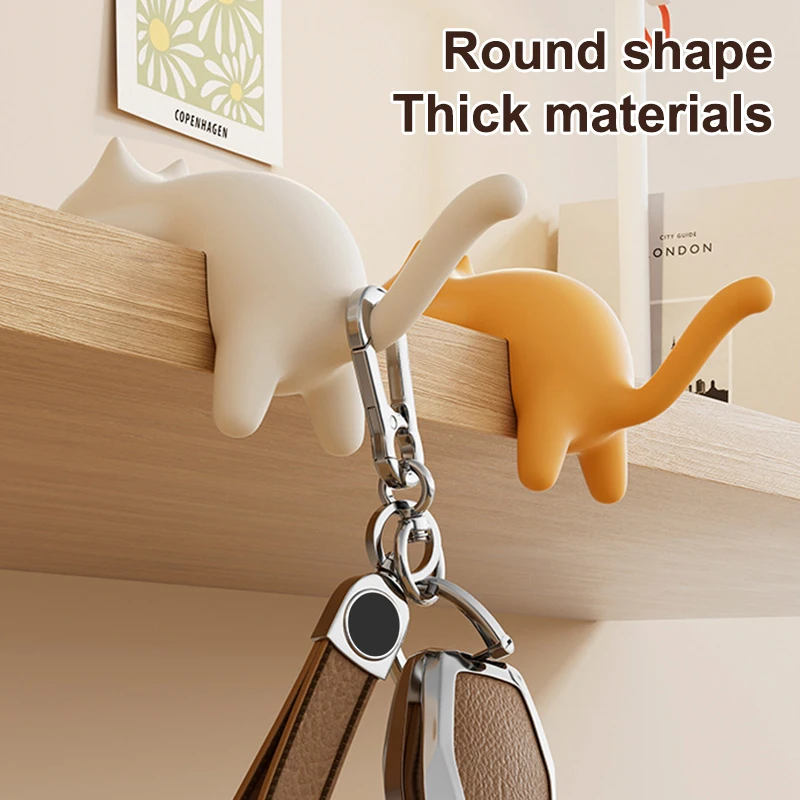 3Pcs Cute Portable Cat Bag Hook Hanger Table Hook Handbag Backpack Travel Bag Organizer Holder Home Office Decor Desk Side Hooks