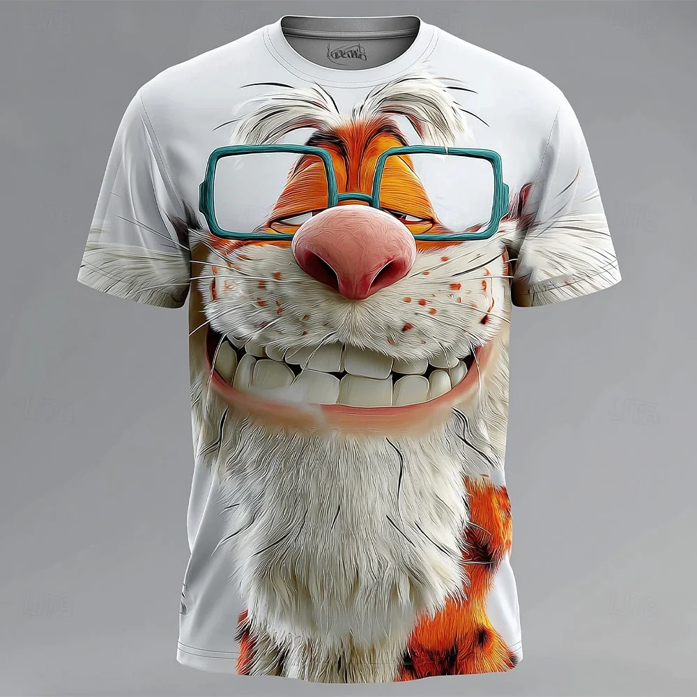 

Funny 3D Animal Pattern Print T Shirt For Men Cute Top Party Tee Christmas Theme T-shirt Casual Loose O-neck Tees Street Clothes