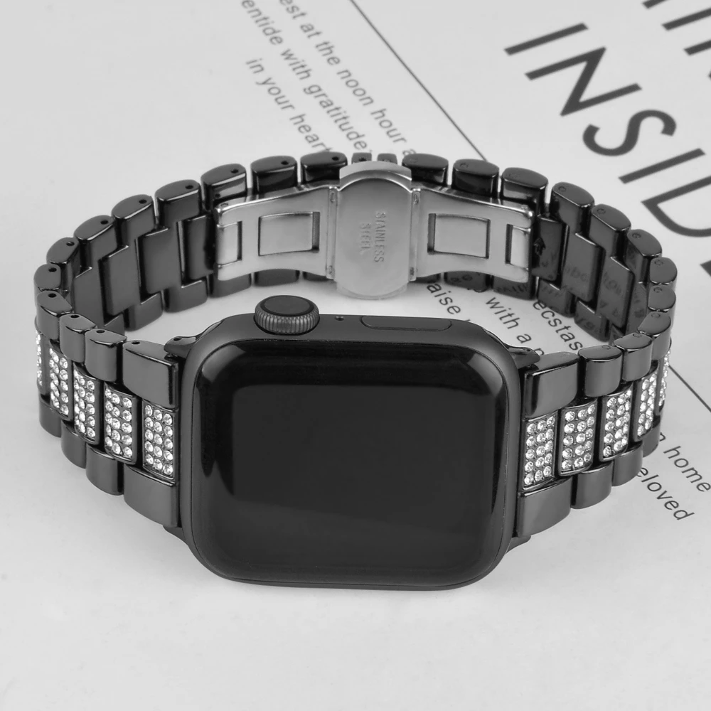 Metal Strap for Apple Watch Band 44mm 40mm 45mm 41mm 42mm 38mm 49mm Diamond Bracelet for iWatch Series Ultra 8 7 6 5 4 3 SE Belt