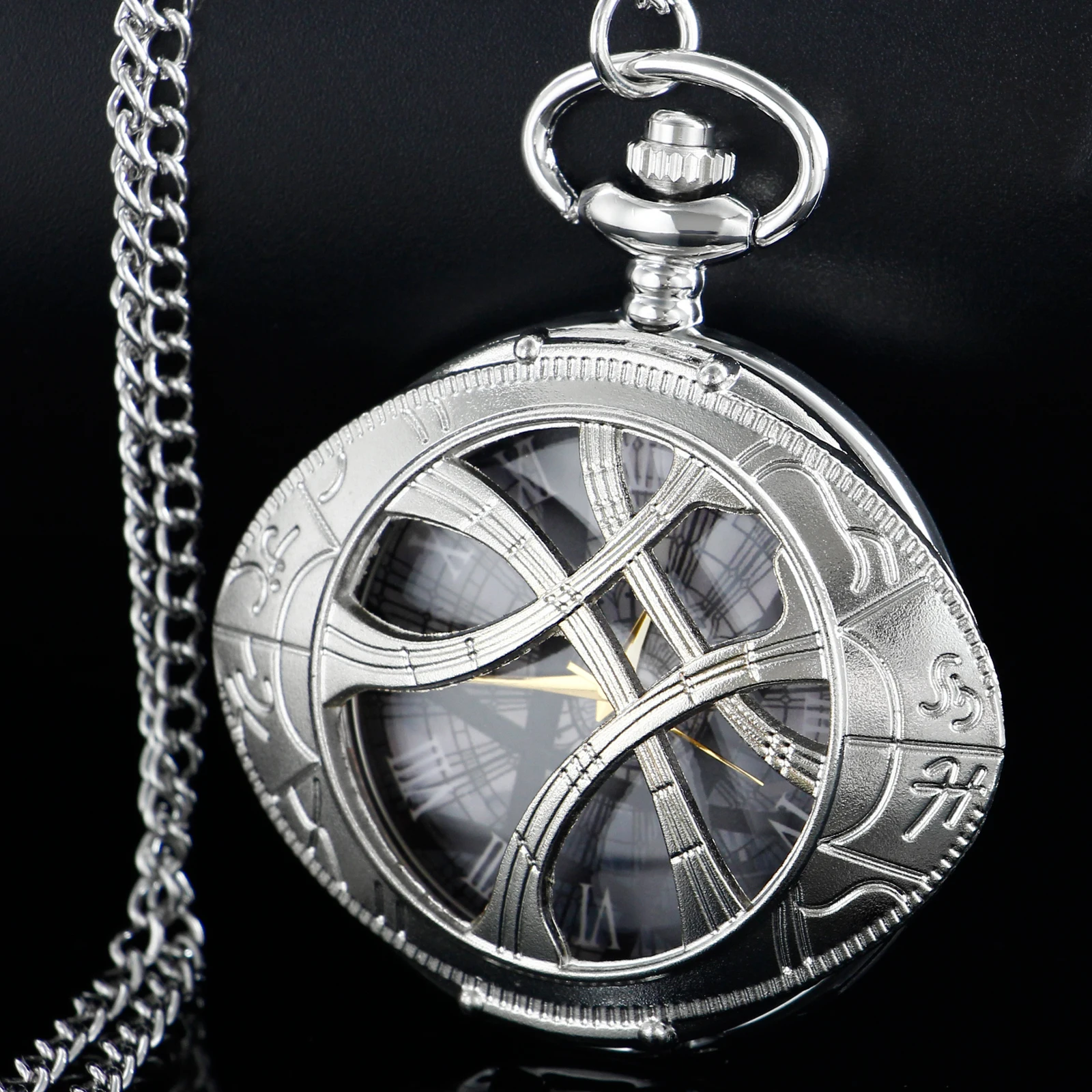 Steampunk Vintage Bronze Eye Round Case Shape Quartz Pocket Watch Jewelry Pendant Necklace Chain Gifts for Men Women