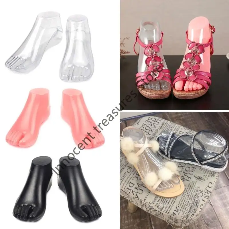 

3XUA Plastic Feet Foot Model Shoes Socks Sandal Support Shaper Tool Female Mannequin Foot Display Jewelry Sandal Foot Support