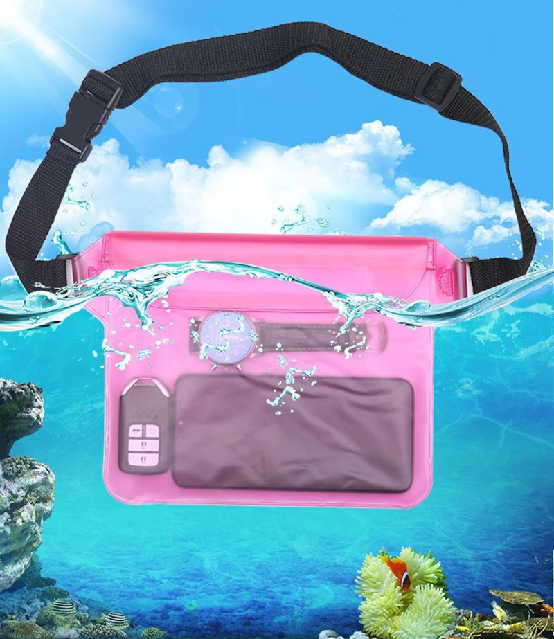 

Waterproof Pouch with Adjustable Waist Strap Keeps Cell Phones Valuables Safe Dry Perfect for Kayaking Beach Camping Swimming