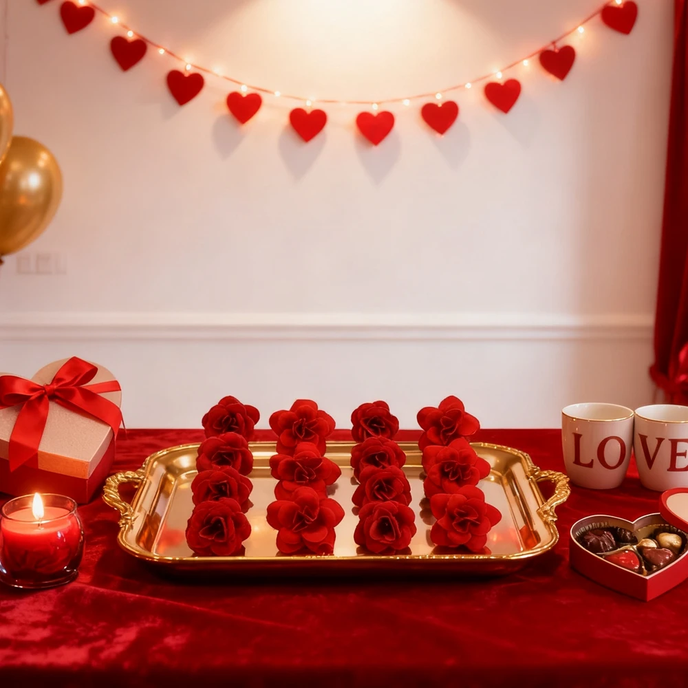 

50/100pcs Red Rose Heads Artificial Flowers Valentine Wedding Decora Diy Home Accessories Candy Box Scrapbooking Gifts Headwear