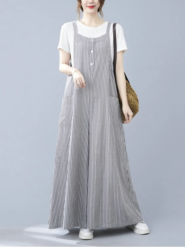 Pantalon Cargo décontracté à jambes larges avec grands kets, amincissant, viande cachée, réduction artistique de l'âge, grande taille, pour femmes, été