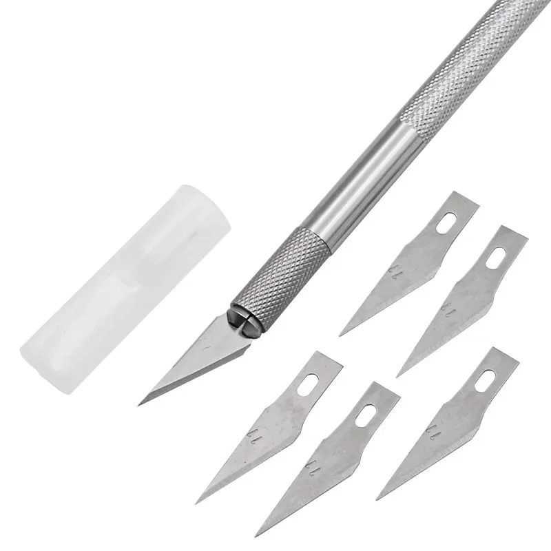 1Set Non-Slip Metal Scalpel  Tools Kit Cutter Engraving Craft knives  Blades Mobile Phone PCB DIY Repair Hand Tools