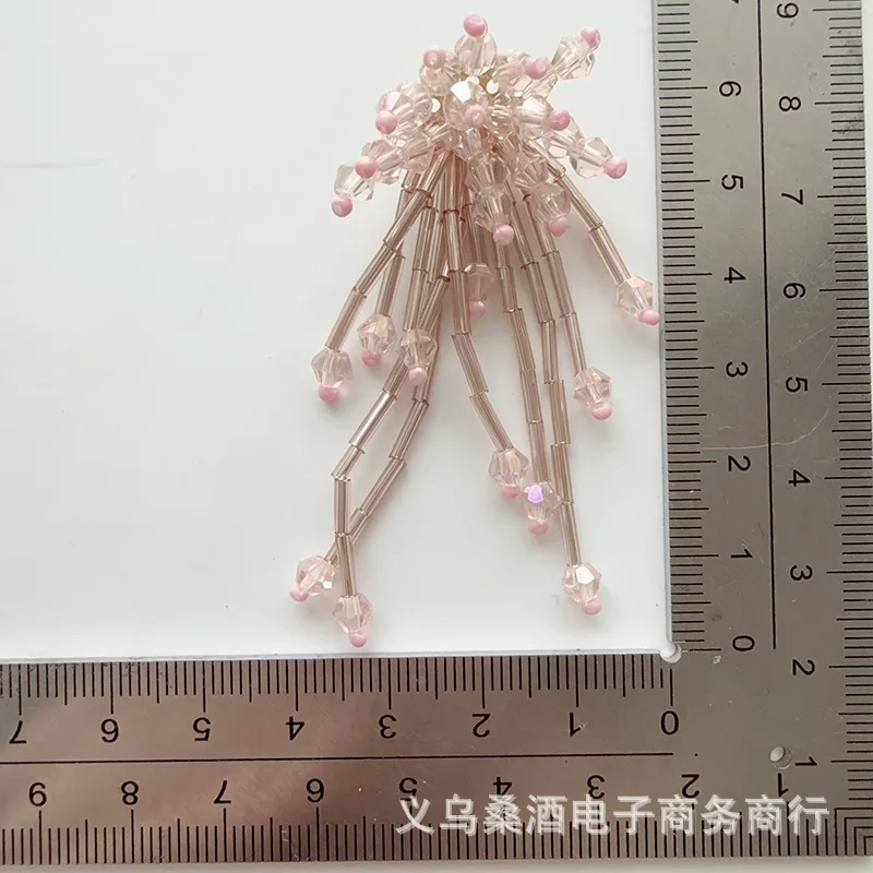 Crystal Tassel Finished Beaded 3D Flower Shoe Charm for Crocs Jelly Shoes DIY Decoration Material Accessory view 4