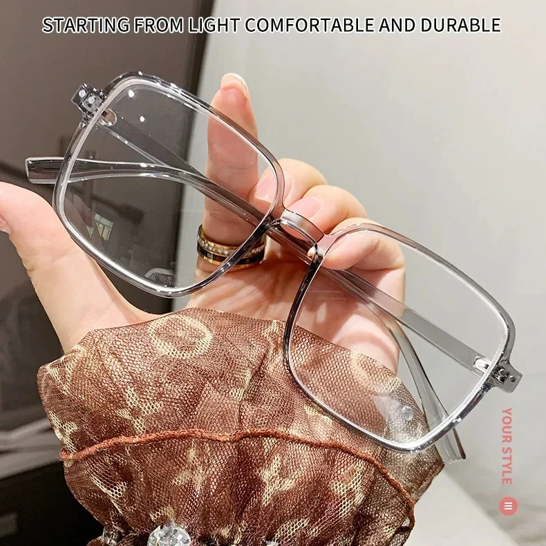 Myopie-Brille, Anti-Blaulicht -1,0 ~ -4,0, flache/Grad-Brille, Retro-Brille mit großem Rahmen, Myopie-Fertigbrille