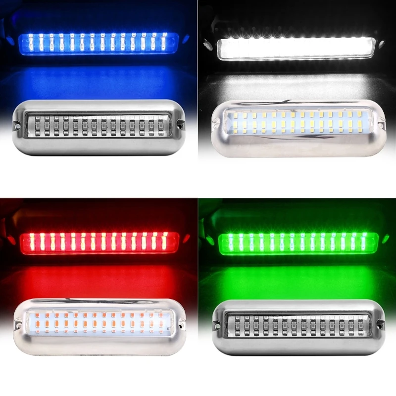 Boat Navigation Light 80W 42 LED Underwater Pontoon Marine Boat Transom Light IP68 Waterproof LED Ship Beam Light