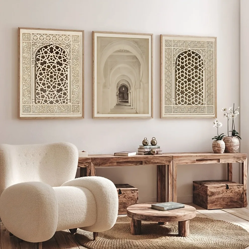 3pcs frameless Canvas Painting  Frameless Islamic Calligraphy Wall,Canvas Prints with Spiritual Patterns,Arabic Art Design,Perfe