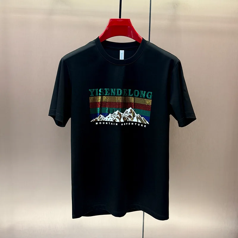 

Мужская футболка с круглым вырезом и короткими рукавами, летняя модная универсальная повседневная стильная уличная одежда в европейском стиле, брендовая мужская верхняя одежда