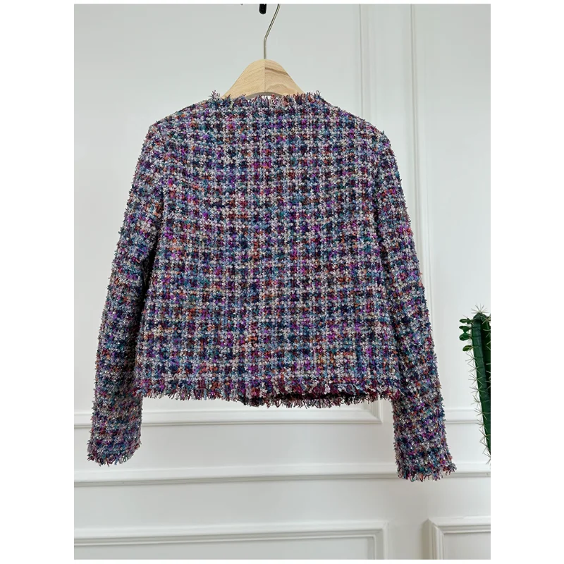 Fragrance Round Neck Tassel Casual Short Jacket Women Fashion French Vintage Tweed High-quality Autumn Winter lady Jacket