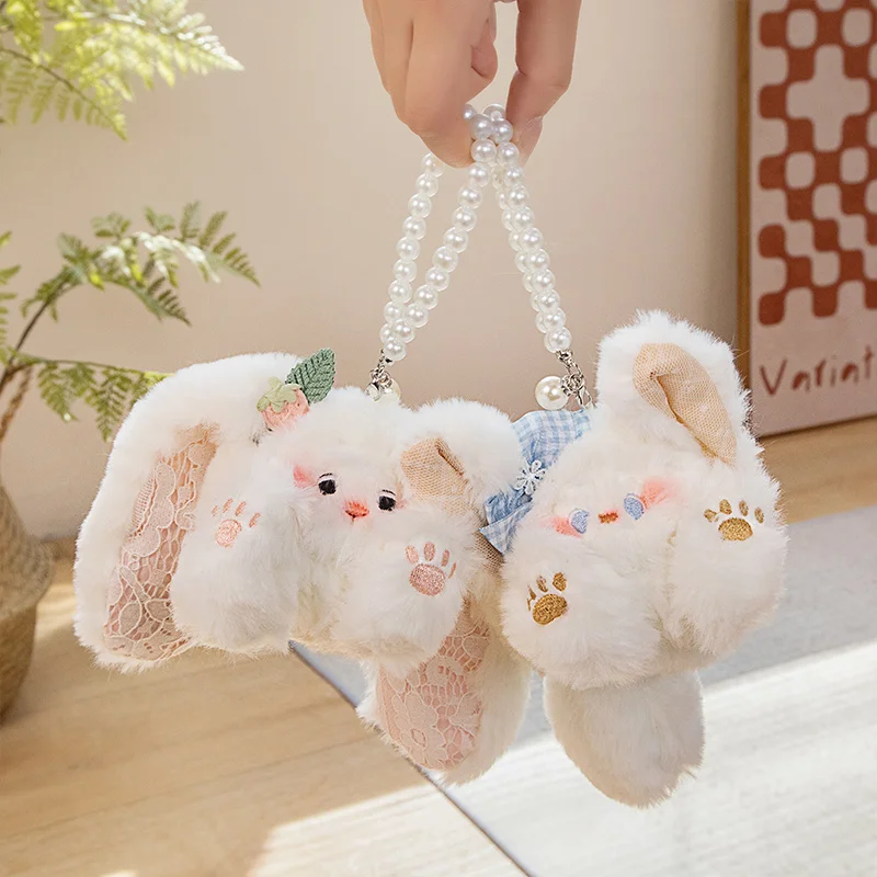 

10cm Kawaii Lolita Bunny Plush Doll Keychain Cute Fluffy Stuffed Animals Rabbit Sheep Plushies Keychain Pendants for Knapsack