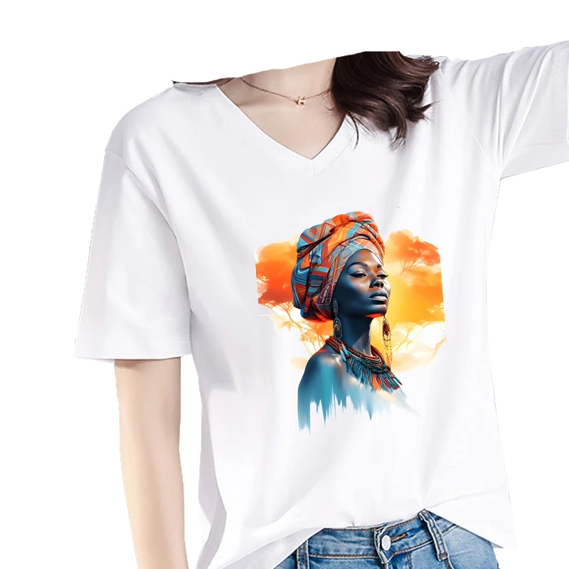 Fashionable Black Girl Heat Transfer Printed Stickers DIY Women\'s T-shirt Sweatshirt Decoration Heat Transfer Personalized Print