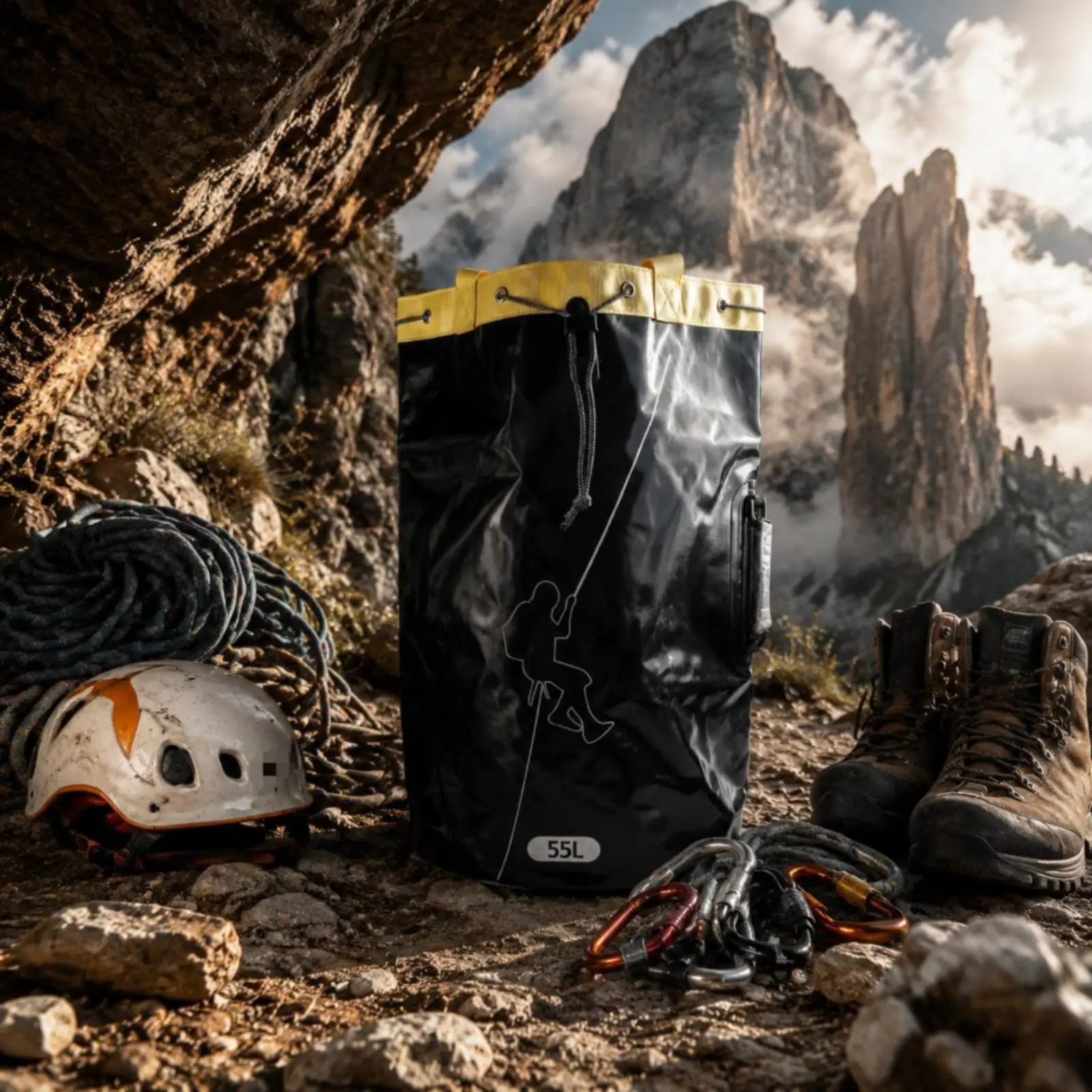 Outdoor Climbing Containe PVC Rope Mesh Storage Utility Bag with Handles for Mountaineering Equipment