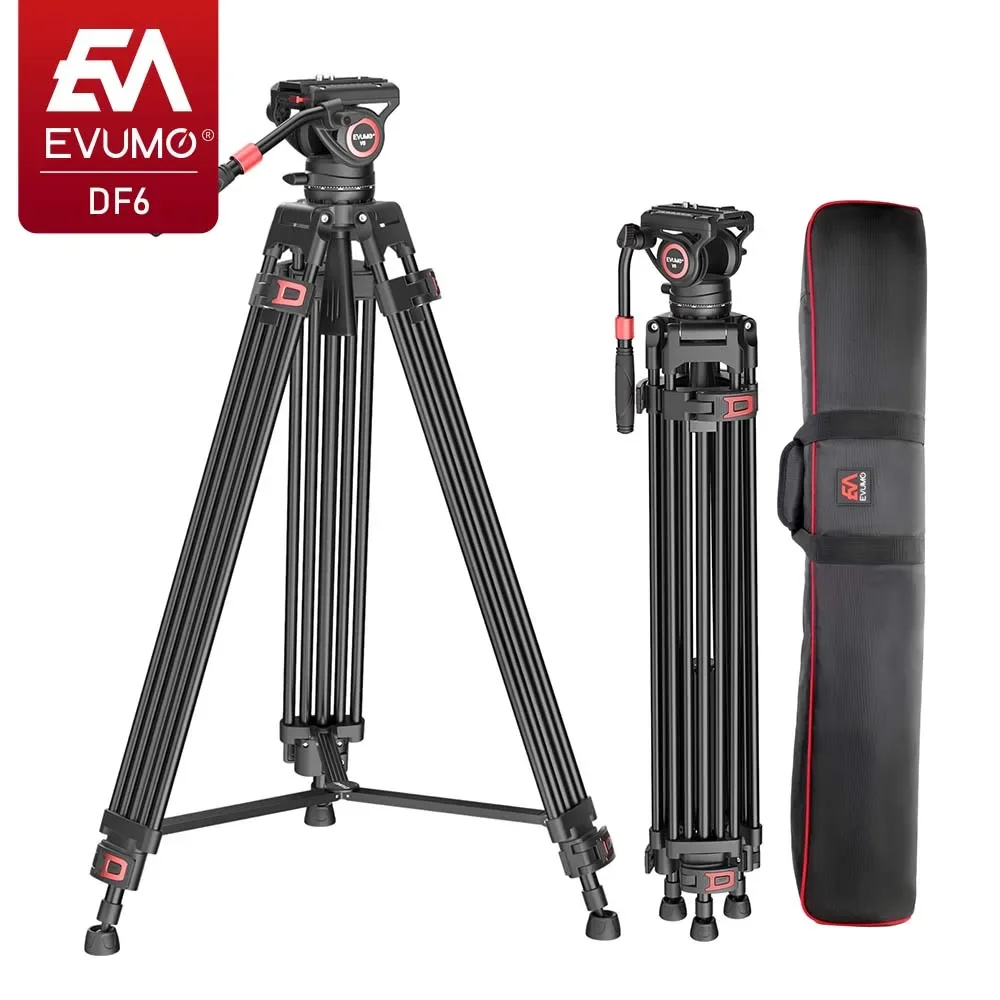 74\'\' Video Tripod Metal Heavy Duty Professional Tripod for Camera Camcorder Fluid Video Head Pan Tilt Damping Max Load 22lb/10kg