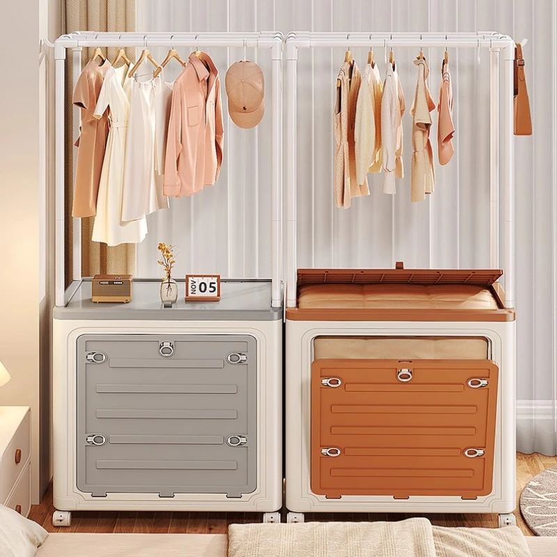 

Clear Clothes Storage Box - Foldable Wardrobe Organizer, Garment Rack with Hanging Shelves, Portable Closet for Home