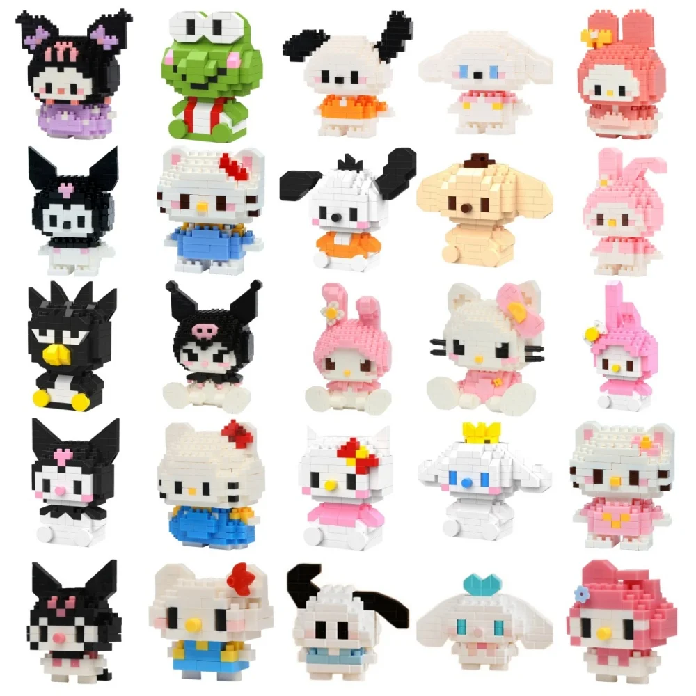Sanrio Hello Kitty Building Block Assembled Toys Decorative Ornament Anime Figure Kuromi Model My Melody Children's Puzzle Gifts