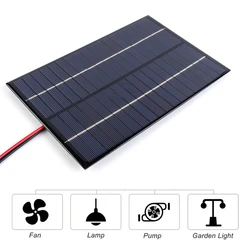 8W 18V Portable Solar Panel with Clip Mini Small Solar Panel Module DIY Polysilicon Solar Epoxy Cell Charger for Outdoor Camping