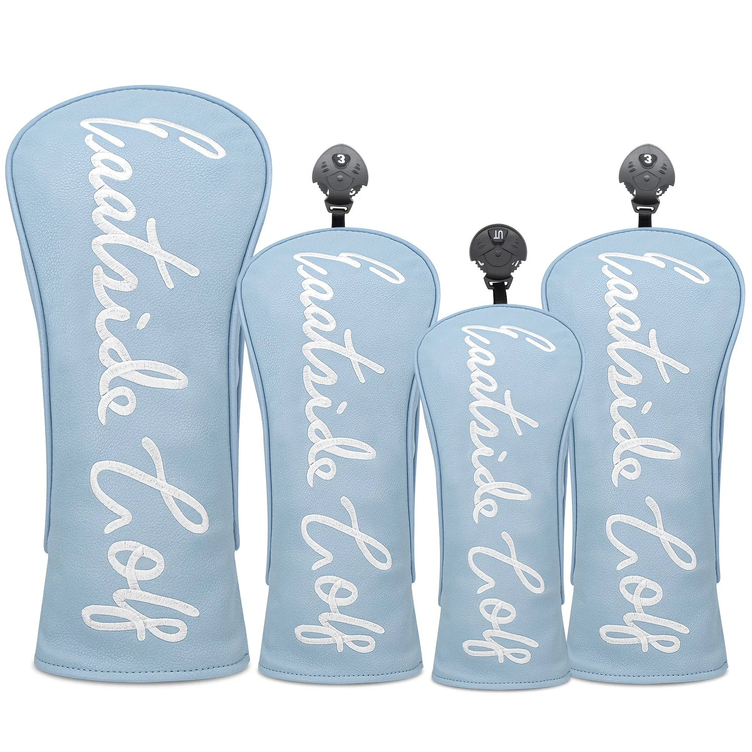 1pc/4pcs Golf Headcovers Compatible for Driver/Fairway Wood/Hybrid Clubs - PU Soft Velvet Lining & Swing Golfer Embroidery