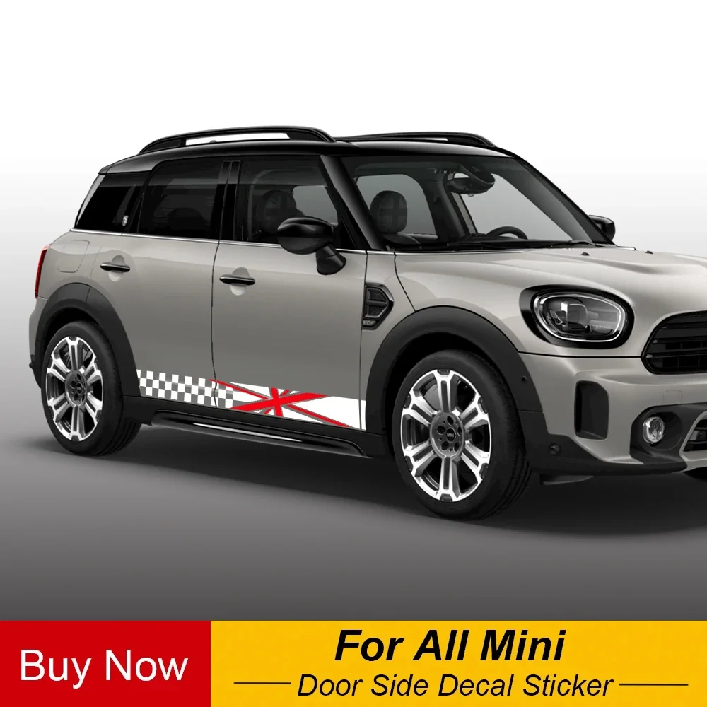

2pcs Union Jack Car Door Side Racing Stripe Decal Sticker For MINI Cooper S One JCW F55 F56 F60 R55 R56 R60 Auto Accessories