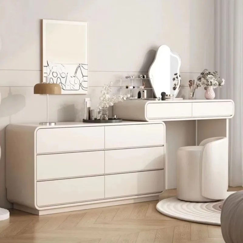 

Solid wood dresser with lamp makeup dresser with foldable drawers, bedside table and bedroom dresser