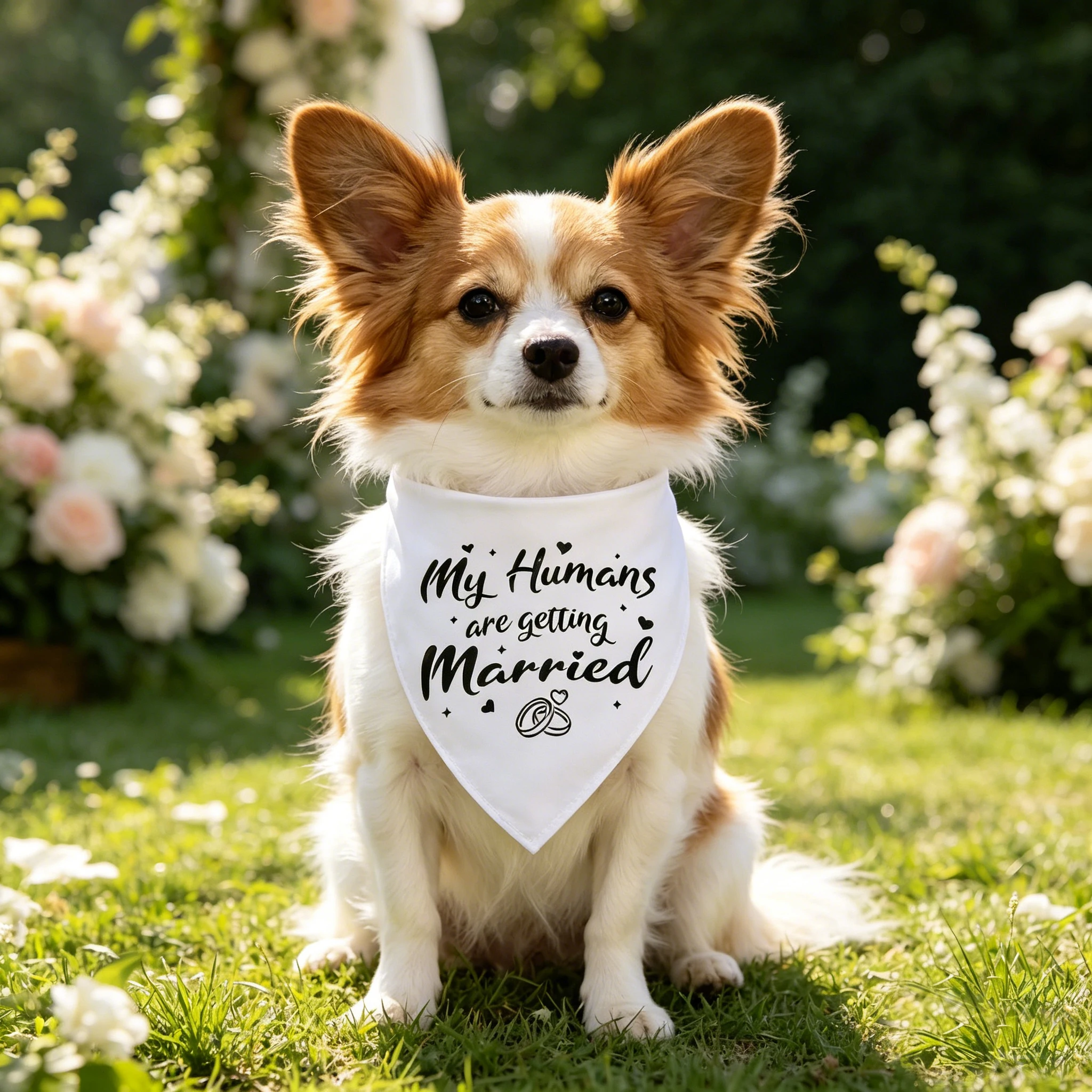 Sucado Dreieckstuch-Halstuch-Kostüm für Hunde und Katzen, „Meine Menschen heiraten“, „Sie haben ja gesagt“, geeignet für Babypartys, Hochzeiten – Detail 6