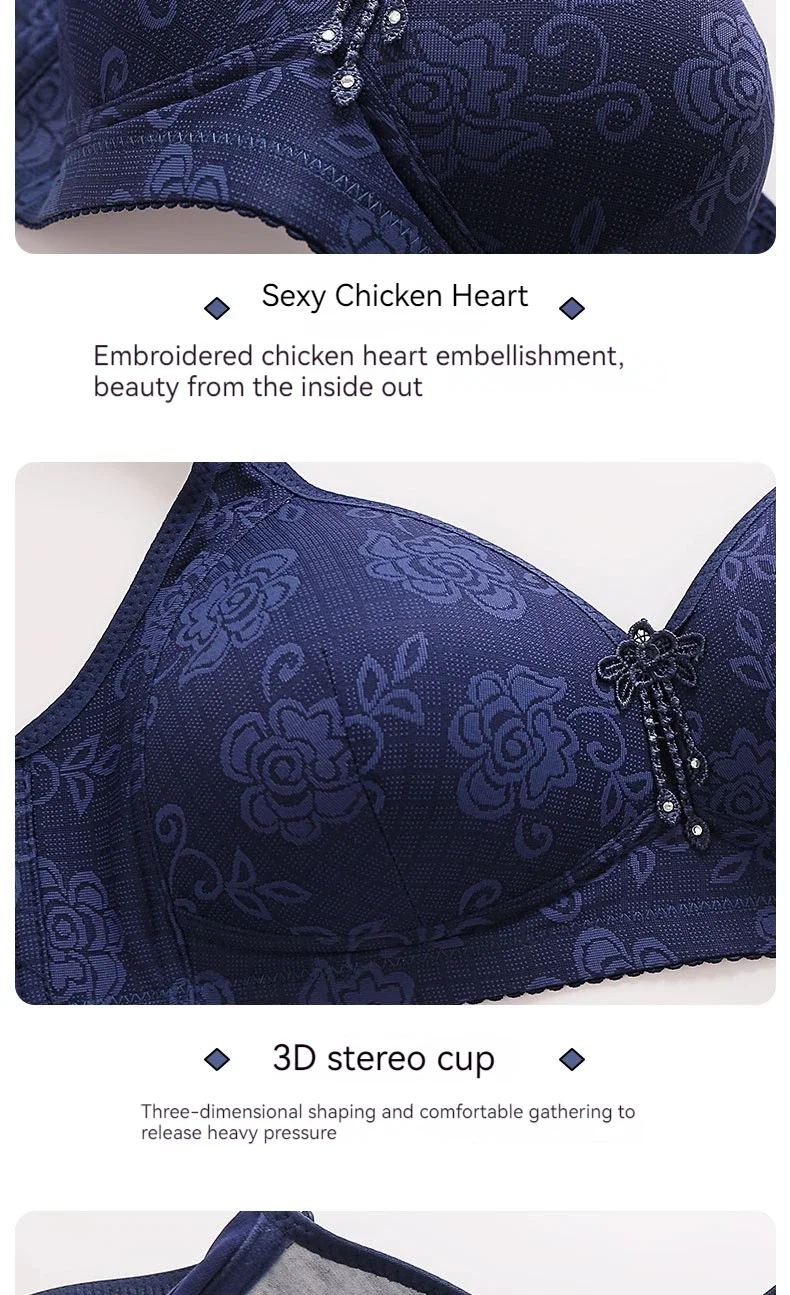 Ladies Ultra-thin Without Steel Ring Fashionable Printing Adjustable Underwear Seamless Breathable Gathering Anti Sagging Bra