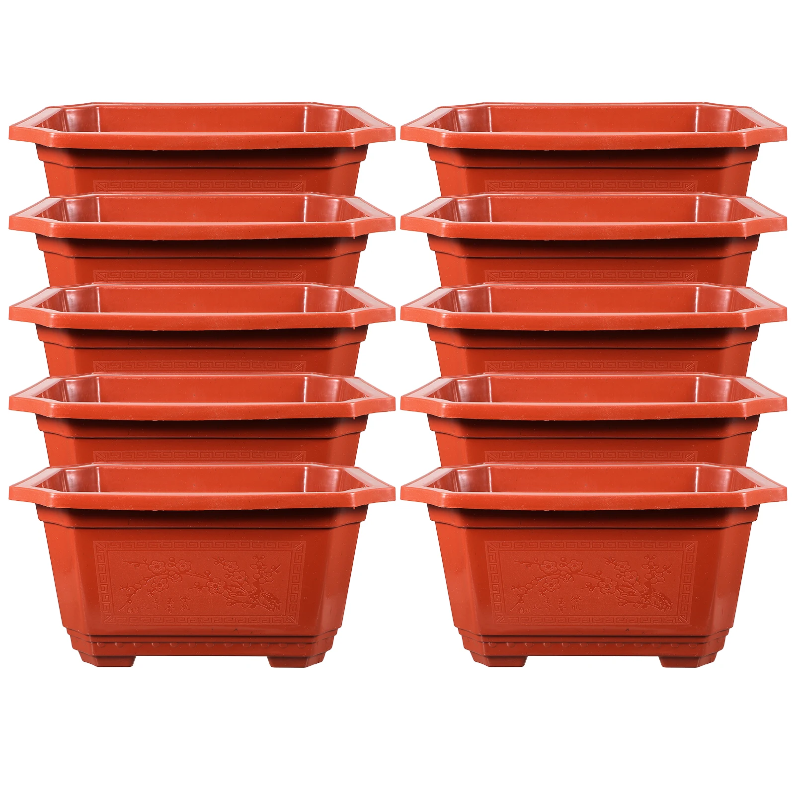 

10 Pcs Rectangular Flower Pot Plants Pots Plastic Bonsai Decorative Lightweight Practical Gardening Container
