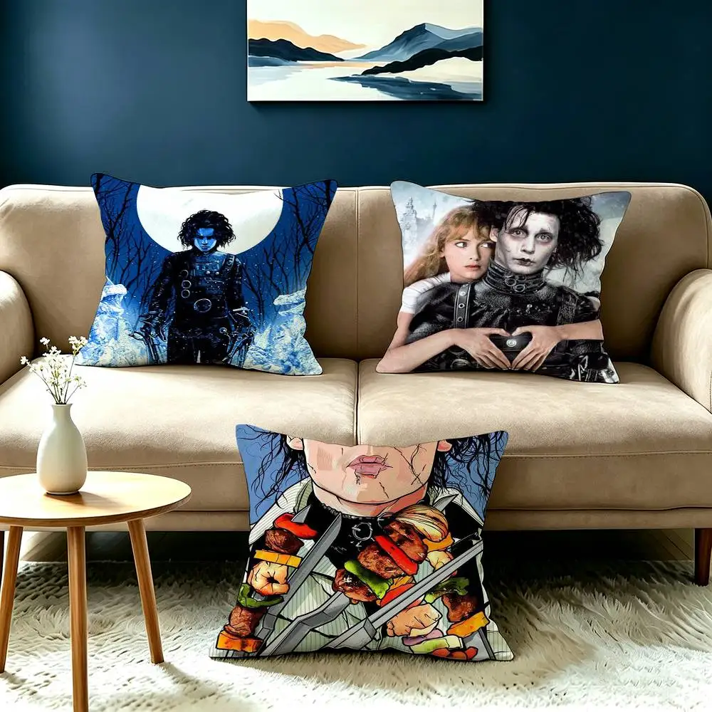 Pop Movie Edward Scissorhands Pillow Case Square Double-Sided Sofa Cushion Cover Bedroom Bedside Pillow