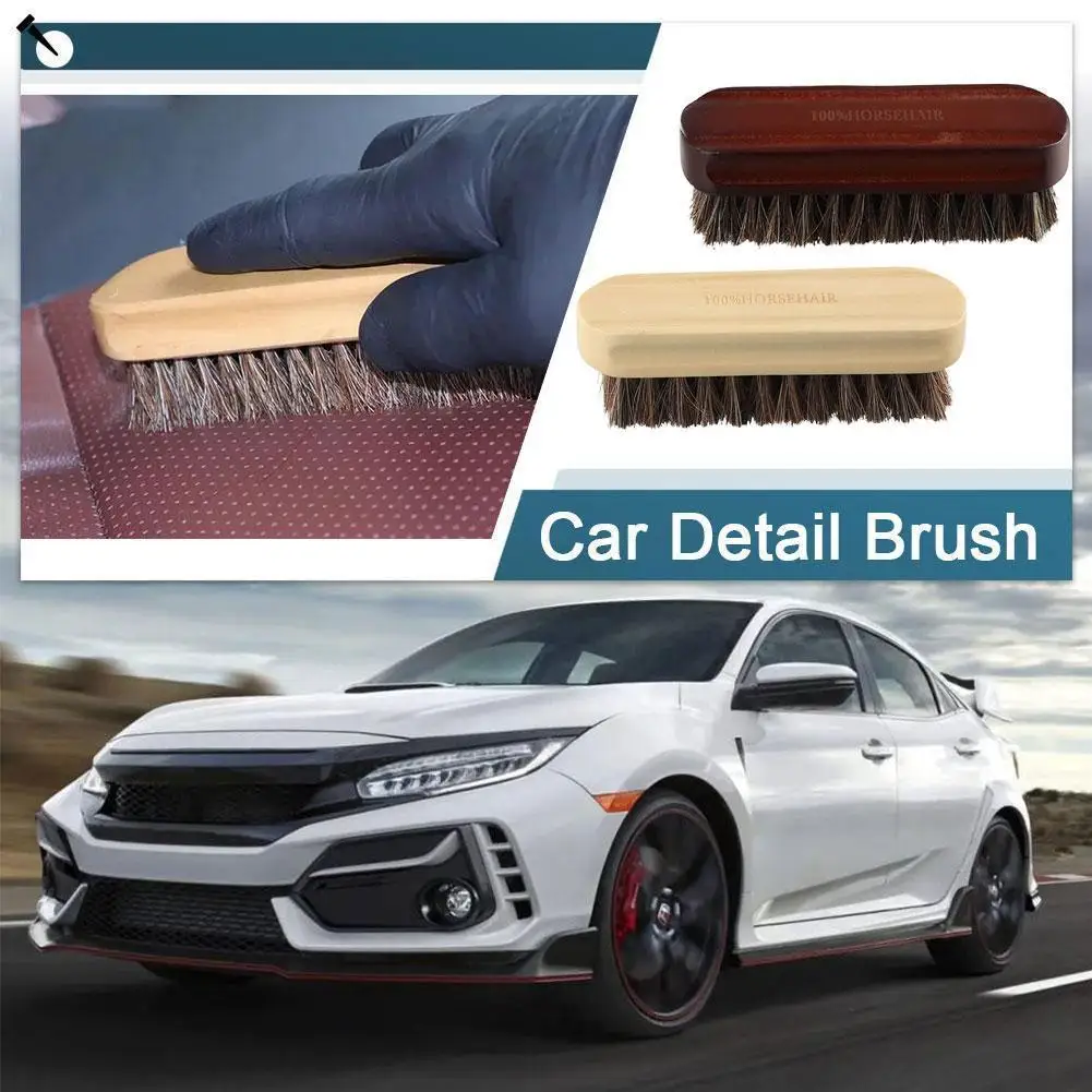 

Genuine Horsehair Wooden Brush Car Detailing Polishing Buffing Brush Seat Handle Dashboard Roof Cleaning Premium Car Wash Brush